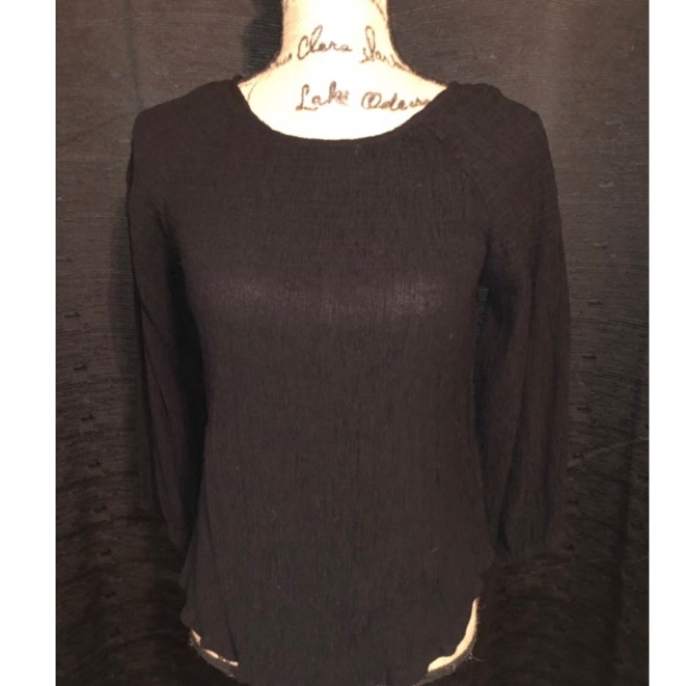 Black Scoop Neck Blouse